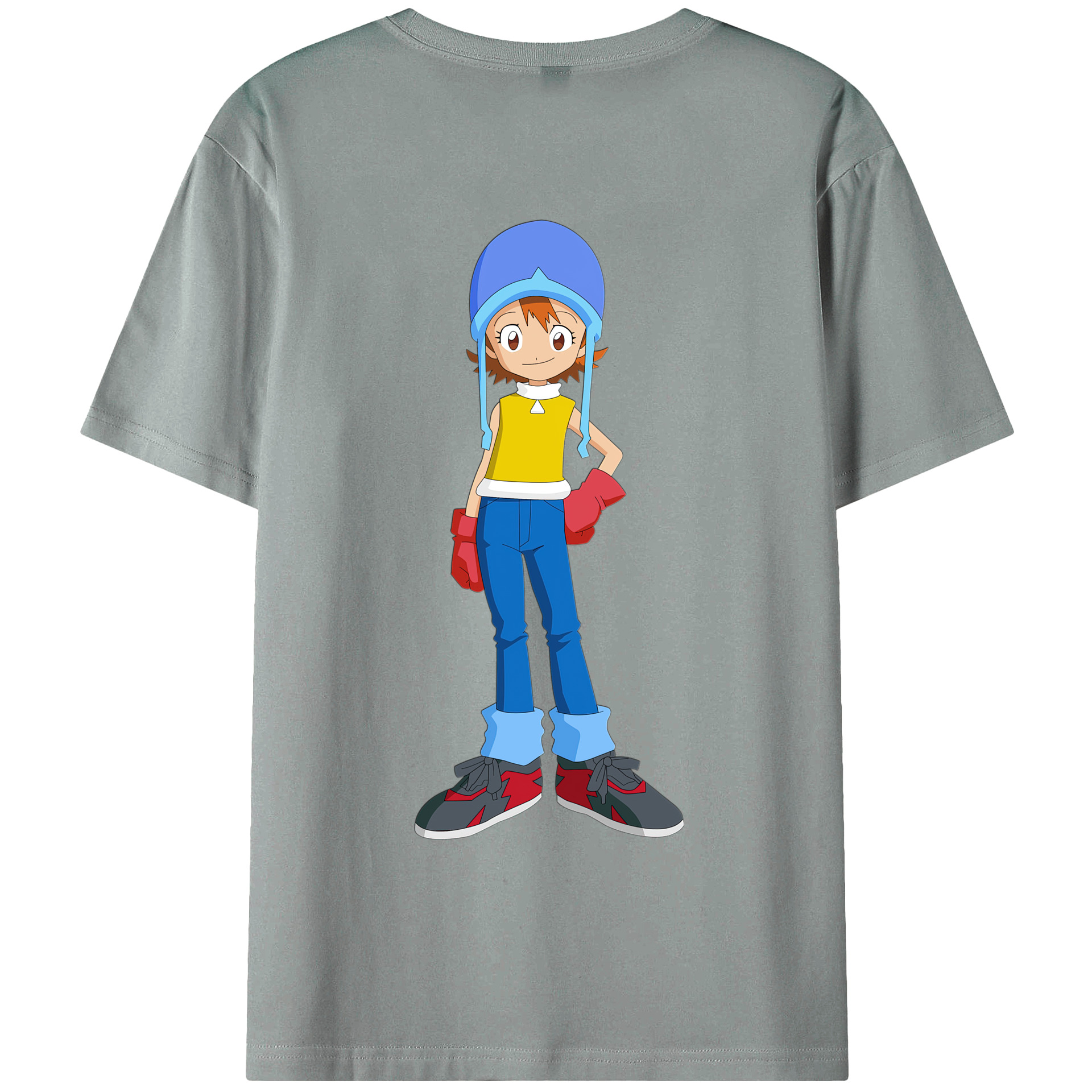 （画像用） Digimon デジタルモンスター/デジモン 綿100％ メンズ半袖Tシャツ（バックプリント） 通気性